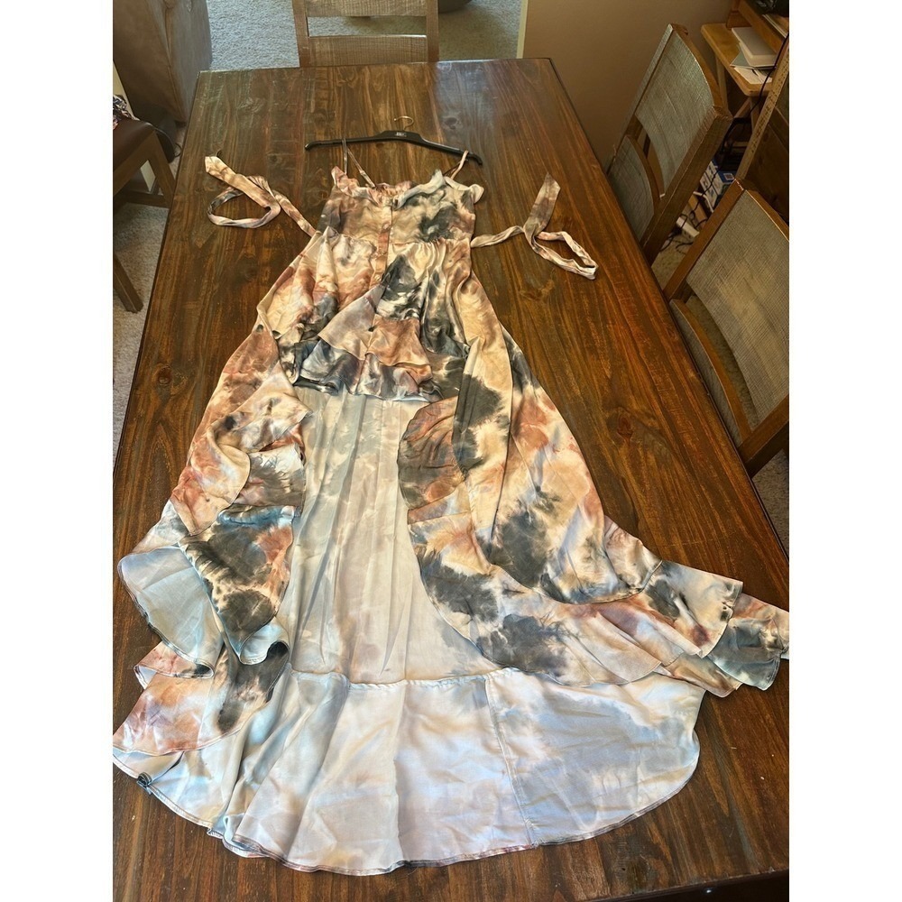 SUKI SO Dress Fairycore Hi-Lo Boho Ruffle Sleeveless Woman's Large Resortwear‎